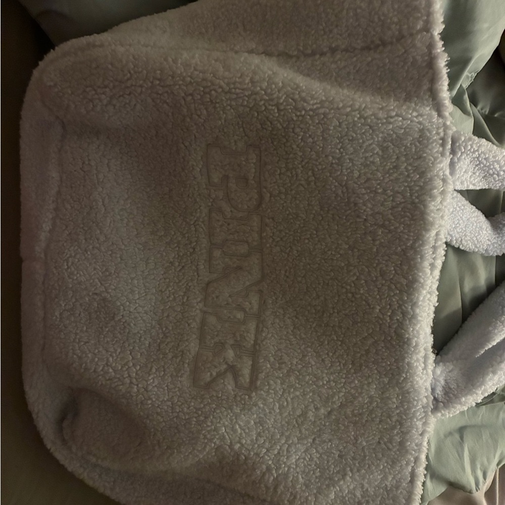 Cozy Plush Sherpa Tote with Tonal Embroidery